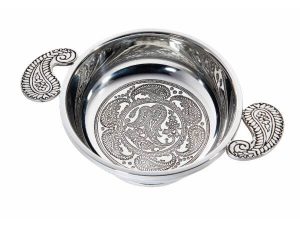 Pewter quaich with Paisley design