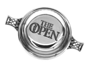 Pewter quaich with pierced Celtic handles The Open