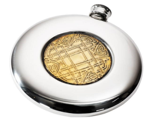 Sporran flask with brass celtic knotwork design
